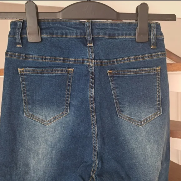 Shein Size M Womens Blue Ripped High Rise High Waist Skinny Jeans Button Zip. - Picture 7 of 9